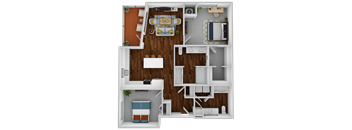 a 1 bedroom floor plan with a bathroom and a living room