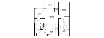 a floor plan of a living room and a kitchen