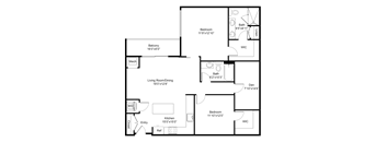 a floor plan of a house with a bedroom and a living room