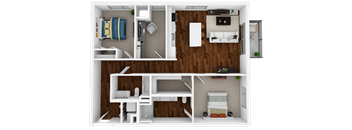 two bedrooms + den, two bathrooms