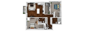 two bedrooms + den, two bathrooms