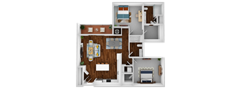 a1 floor plan  1 bedroom with 2 baths  129