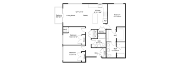 a floor plan of a house with a bedroom and a living room