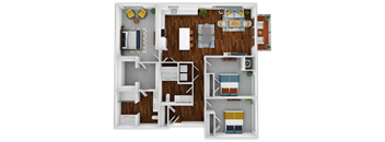 the 1122 sq ft floor plan  1 bedroom with 2 baths