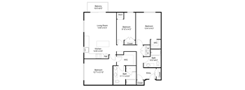a floor plan of a house with bedrooms and a living room