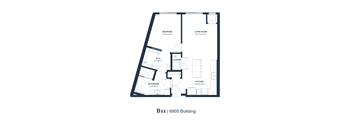 A floor plan of an apartment in the B11 building shows a living room, bedroom, bathroom, laundry, and kitchen.