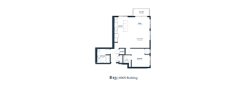A floor plan of apartment B13 in the 6905 Building.
