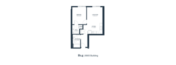 A floor plan of apartment B14 in the 6905 Building.