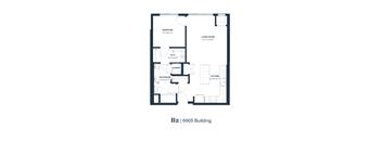 A floor plan of apartment B2 in the 6905 Building.