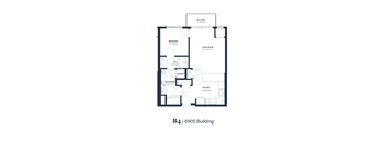 A floor plan of apartment B4 in the 6900 Building.