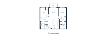 A floor plan of a building with a balcony and four rooms labeled.