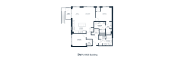 A floor plan of apartment D17 in the 6905 Building.