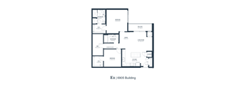 A black and white image of a floor plan for a building named E1 6905 Building.