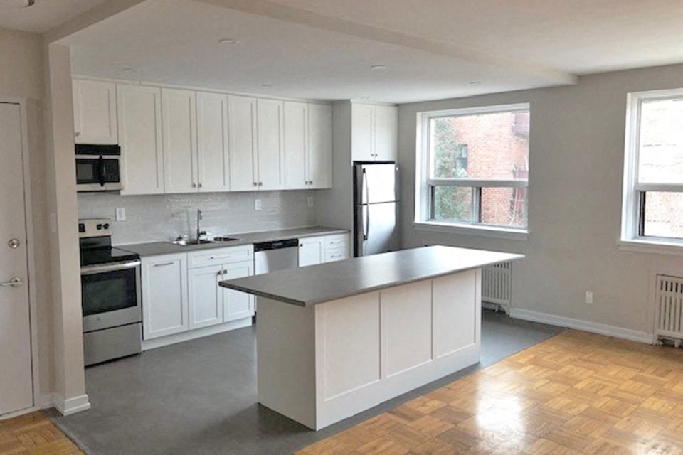 Berry Road in Etobicoke, ON renovated kitchen with island