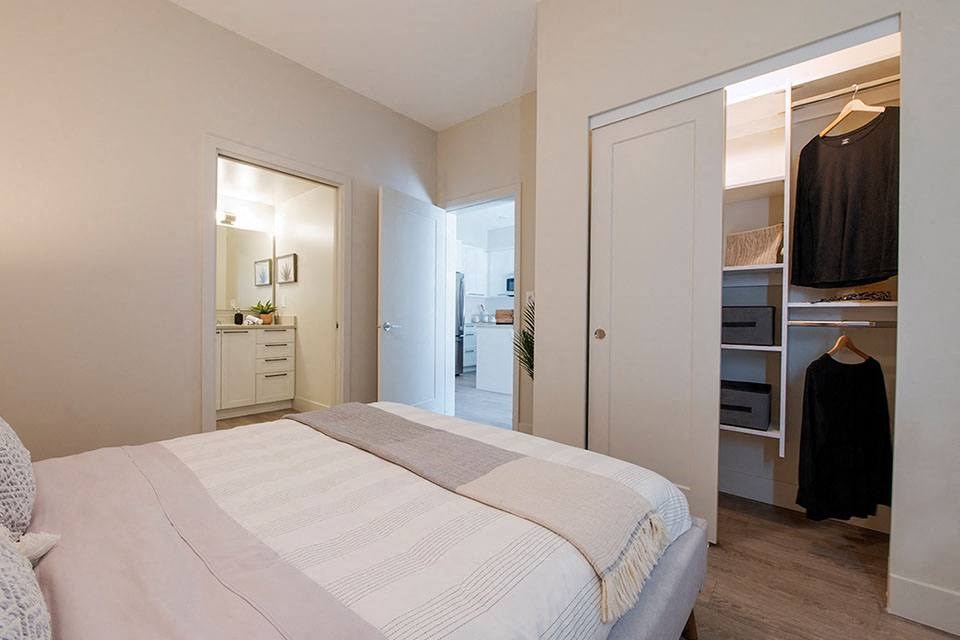 Inlet Glen Apartments in Port Moody, BC bedroom with large closet and ensuite bathroom