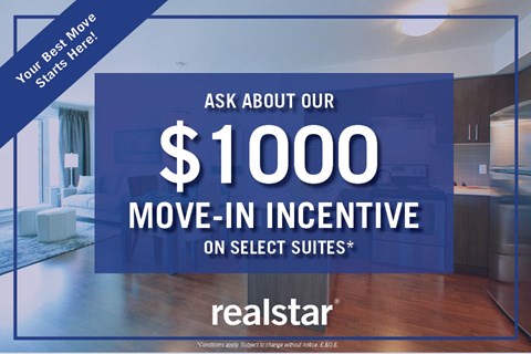 ask about our 1000 move in incentive on select suites  realtor  ask