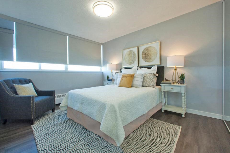 Main Square Apartments in Toronto, ON bedroom with luxury vinyl flooring throughout