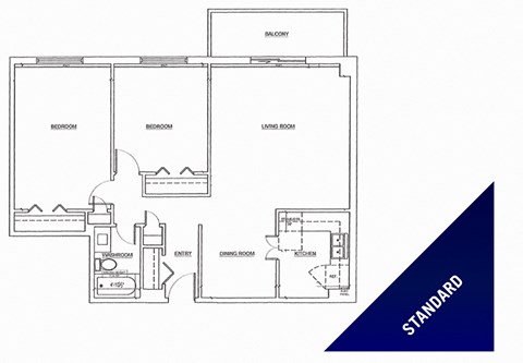 St. Lawrence Village two bedroom, one bathroom standard floorplan in St. Catharines, ON