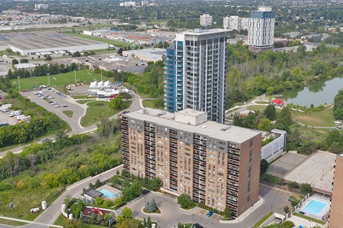 190 Cityview in Brampton, ON drone view of property grounds
