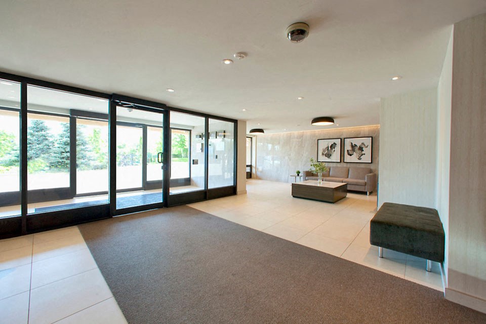 190 Cityview in Brampton, ON secure lobby entrance with seating
