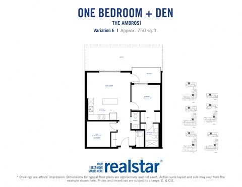 the floor plan of one bedroom  den