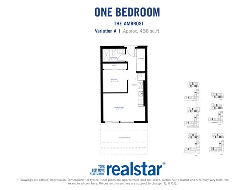 a floor plan of one bedroom apartment