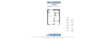 the floor plan of one bedroom apartment