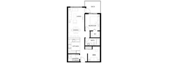 A black and white floor plan of a house with labeled rooms.