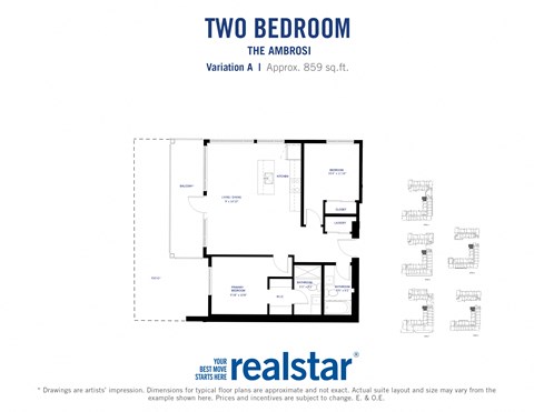 the floor plan of two bedroom apartment