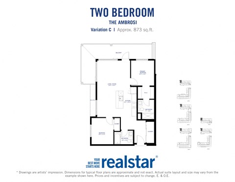 a floor plan of two bedroom apartment
