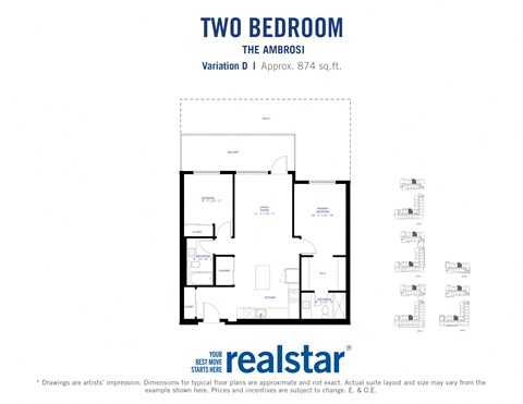 a floor plan of two bedroom apartment