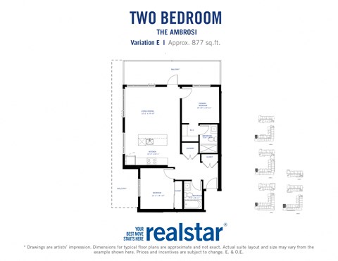 the floor plan of two bedroom apartment
