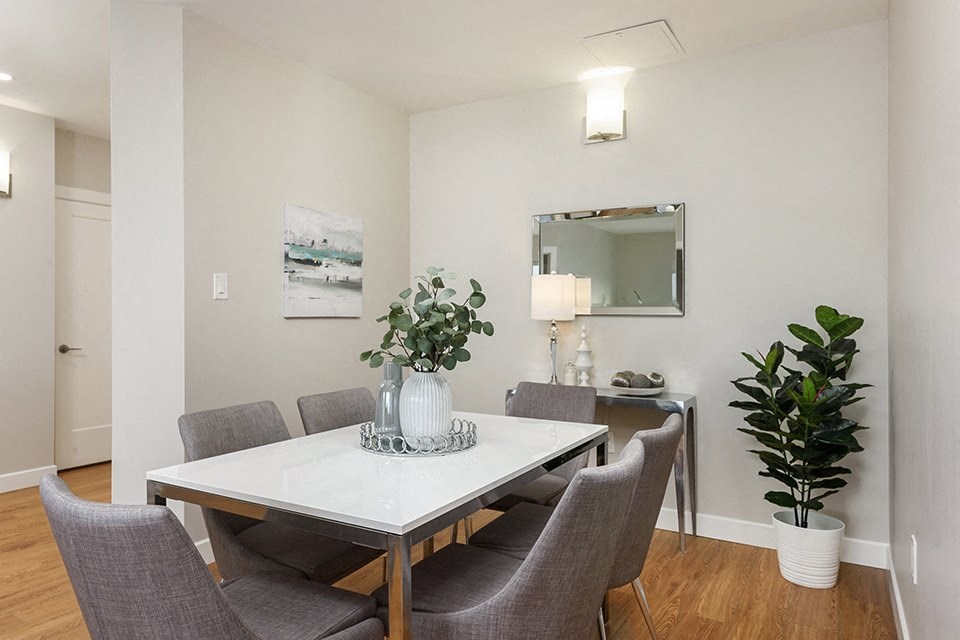 Bourg Du Village dining room area in open concept suite in Sainte Therese, QC