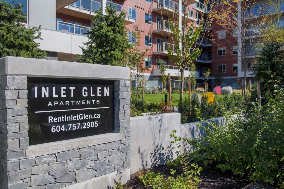 Inlet Glen Apartments community entrance signage in Port Moody, BC
