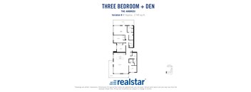 a floor plan of three bedroom  den the ambassadors