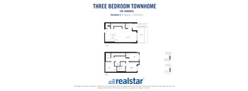 A real estate advertisement for a three bedroom townhome.