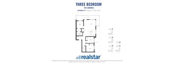 a floor plan of three bedroom apartment
