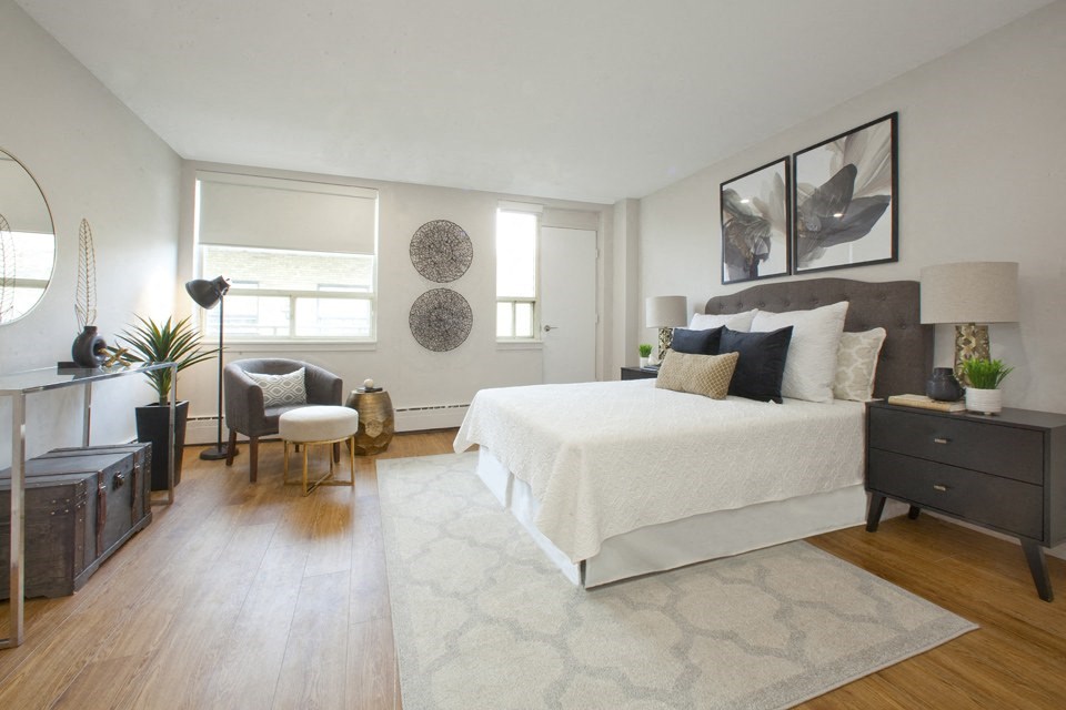 South Algiers featuring a spacious master bedroom with large window and balcony in Toronto, ON