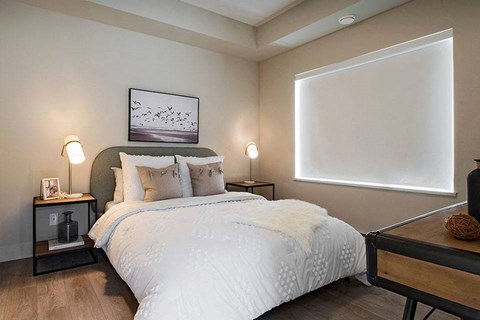 Inlet Glen Apartments in Port Moody, BC bedroom with custom roll up blinds