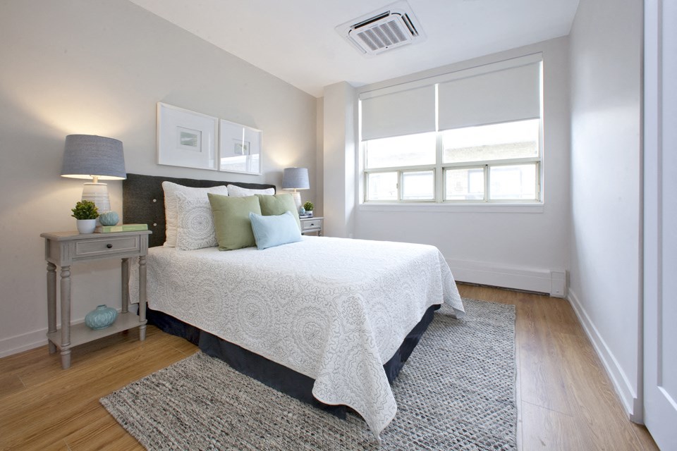 South Algiers featuring a spacious modern bedroom with large windows in Toronto, ON