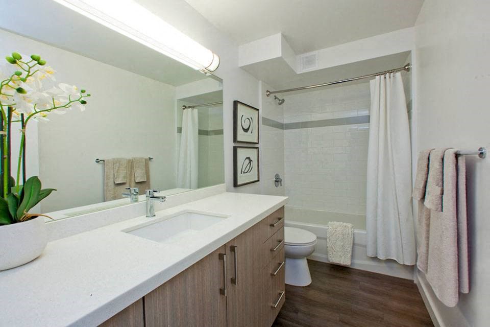 Main Square Apartments in Toronto, ON bathroom with upgraded cabinetry and counter tops