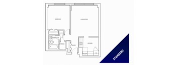St. Lawrence Village one bedroom, one bathroom standard floorplan in St. Catharines, ON