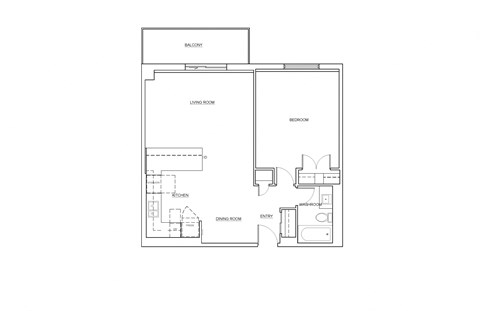 1 bedroom 1 bathroom suite layout at St. Lawrence Village in St. Catharines, ON