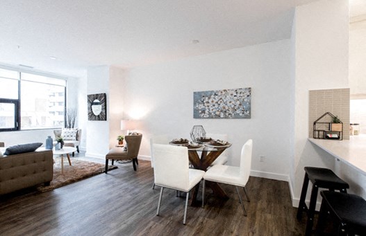 Spacious dining room at 99 Jasper in Edmonton, AB