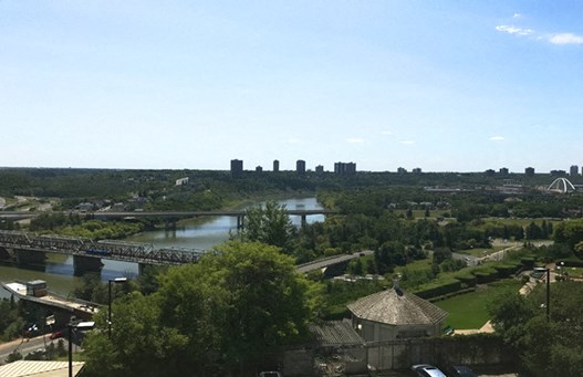 Unobstructed sights of the city from upscale apartments at 99 Jasper in Edmonton, AB