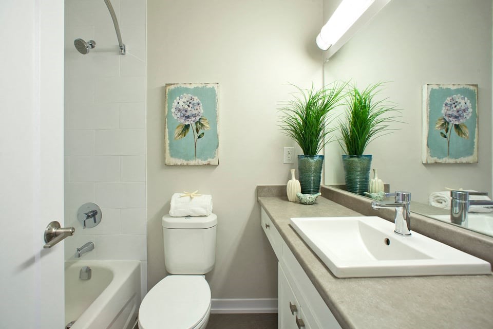 Acton Apartments bathroom with full sized bathtub in Acton, ON