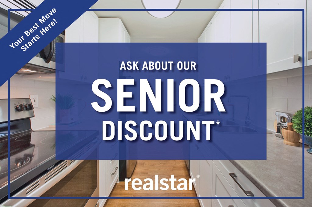 an image of a kitchen with the text ask about our senior discount