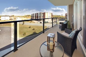 private balcony with a great overlooking view at Amesbury Gate Apartments in Nova Scotia