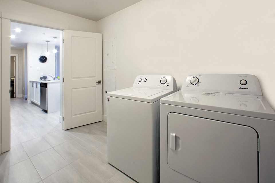 Amesbury Gate In suite laundry room with washer and dryer in Bedford, NS