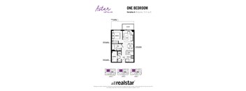 A floor plan for a one bedroom apartment by Aster East Village.